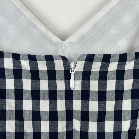 J. Crew Spiro Gingham Tiered Maxi Dress Gown | Navy Blue | Size 2 - Picture 6 of 10